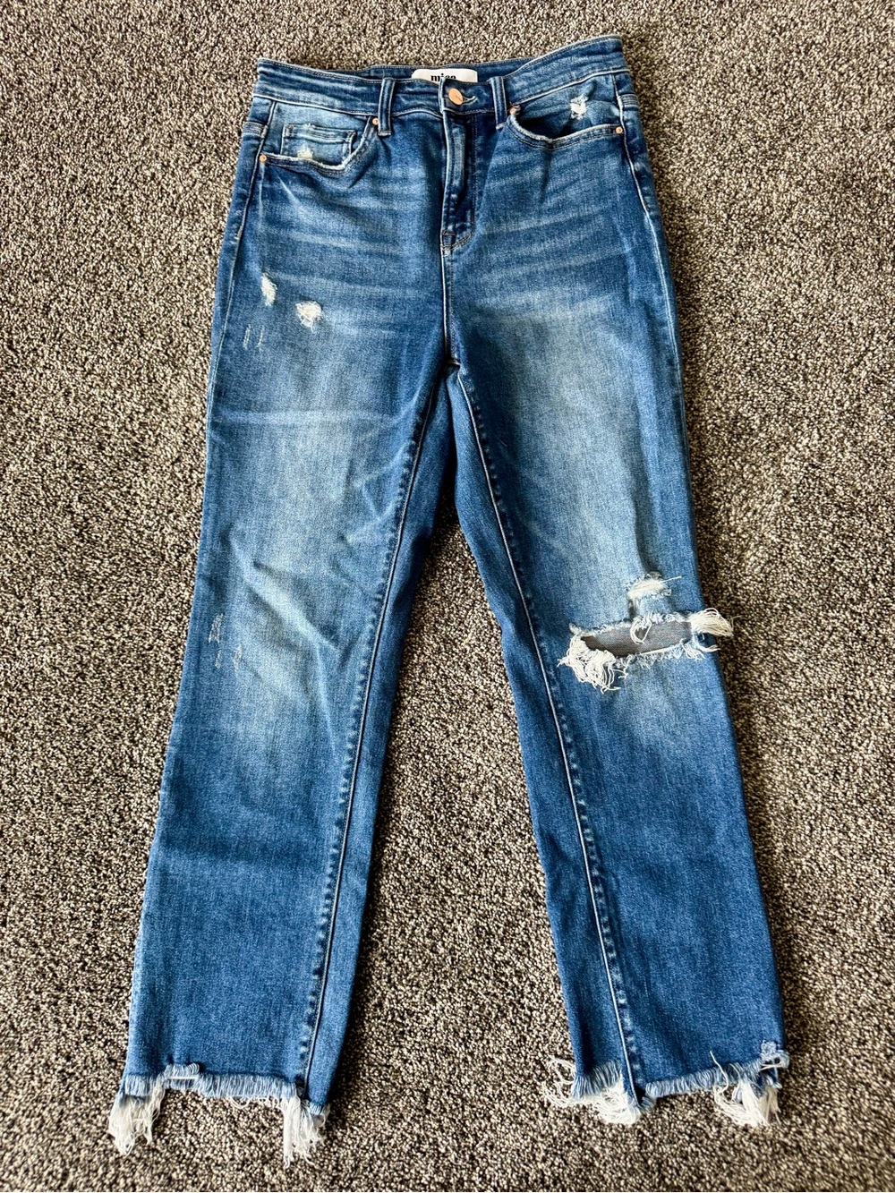 Women’s Straight Leg Distressed Jeans - Blue